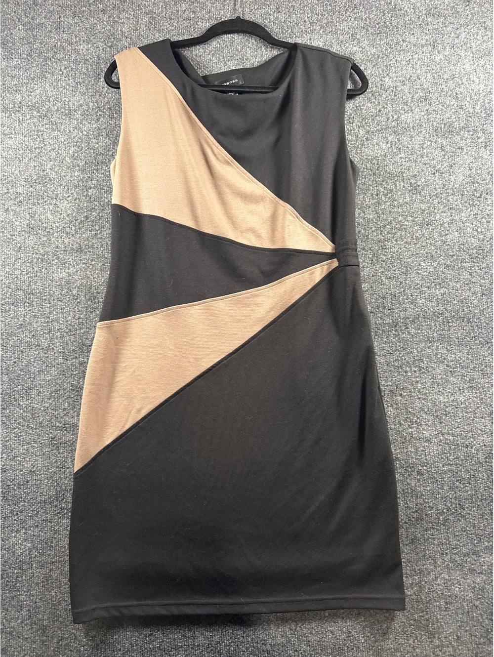 Spense Women’s Size 10 Black Tan Colorblock Sleeveless Sheath Dress
